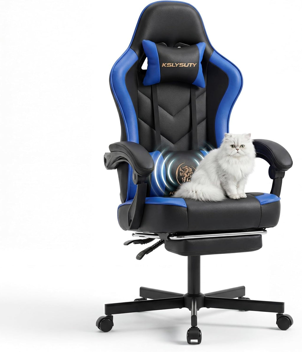Desk Computer Gaming Chair - High Back Ergonomic Office Chair with Footrest and Lumbar Support, Swivel Comfy Home Gamer Video Game Chairs with Pocket Spring Cushion for Adults