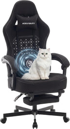 Gaming Chair Breathable Leather with Pocket Spring Cushion, Wide and High Ergonomic Office Chair with Headrest, Computer Gaming Chair with Footrest for Adult and Teen