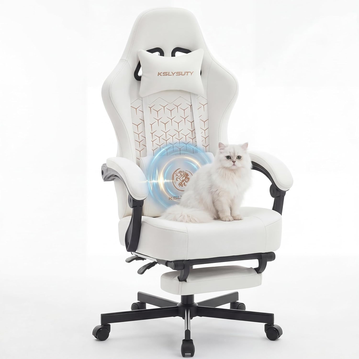 Gaming Chair Breathable Leather with Pocket Spring Cushion, Wide and High Ergonomic Office Chair with Headrest, Computer Gaming Chair with Footrest for Adult and Teen