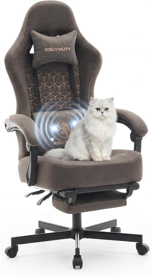 Gaming Chair Breathable Leather with Pocket Spring Cushion, Wide and High Ergonomic Office Chair with Headrest, Computer Gaming Chair with Footrest for Adult and Teen