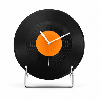 Vinyl Record Clock - Retro Mid-Century Glass Desk Clock for Gaming Room