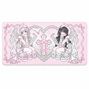 Angel Girl Pink Leather Desk Mat - Waterproof Non-Slip Gaming Desk Pad
