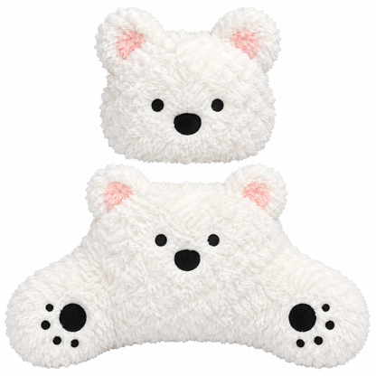 Plush Headrest & Lumbar Support Set - Cute Cartoon Car Seat & Gaming Chair Cushion