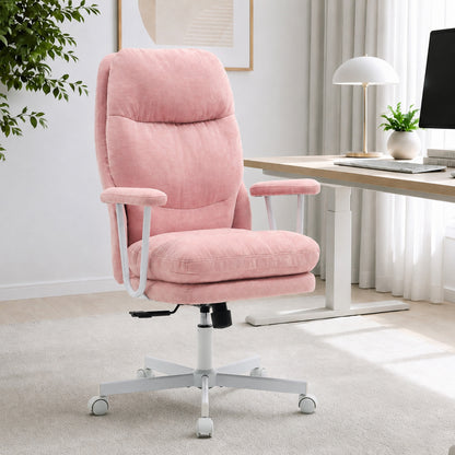 Ergonomic High Back Fabric Office Chair with Padded Armrests - Swivel Computer Desk Chair