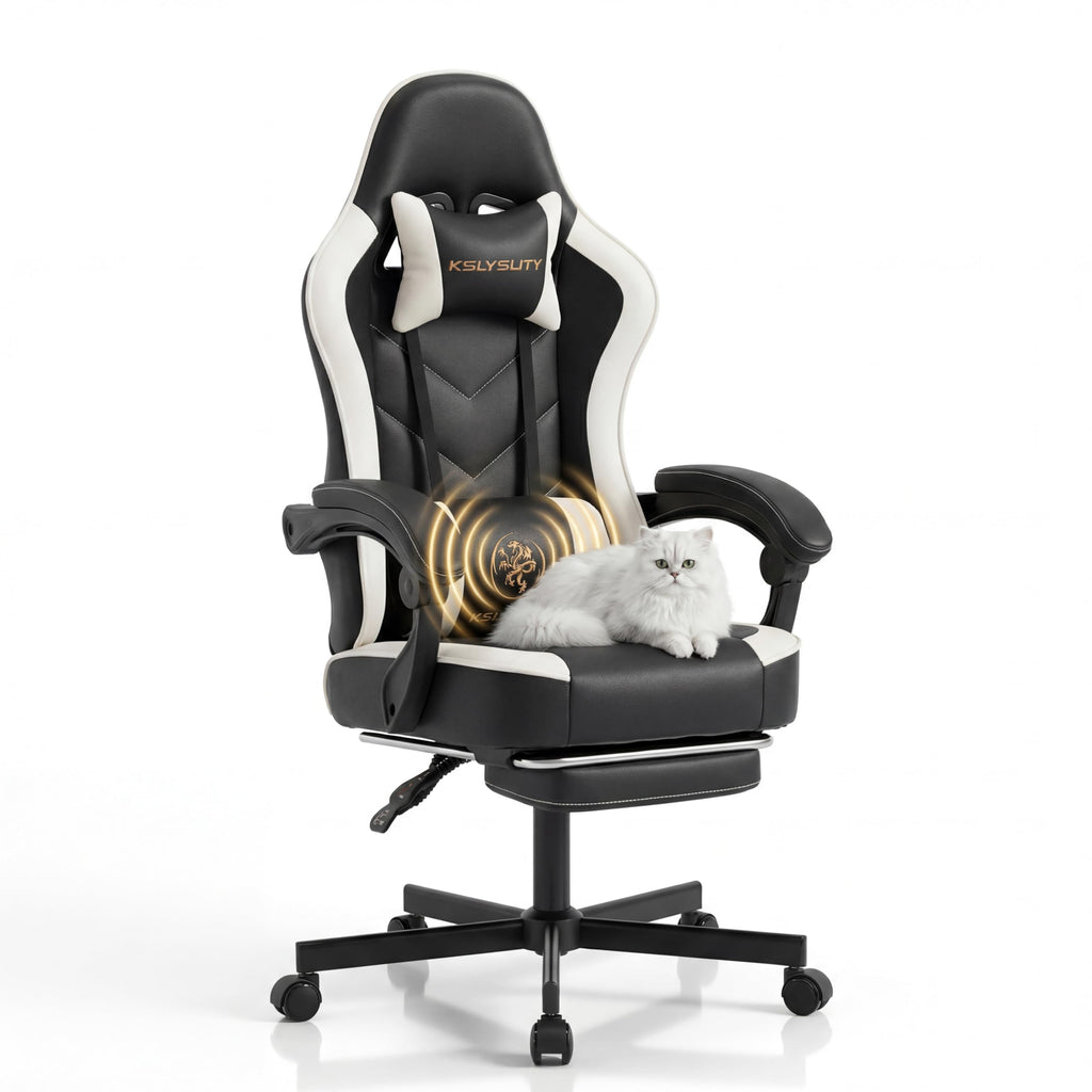 Desk Computer Gaming Chair - High Back Ergonomic Office Chair with Footrest and Lumbar Support, Swivel Comfy Home Gamer Video Game Chairs with Pocket Spring Cushion for Adults