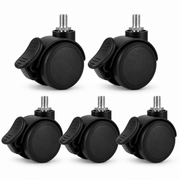 Brake Caster Wheels 5-Pack - Locking Replacement Casters for Gaming & Office Chair