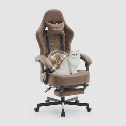 Gaming Chair Breathable Leather with Pocket Spring Cushion, Wide and High Ergonomic Office Chair with Headrest, Computer Gaming Chair with Footrest for Adult and Teen
