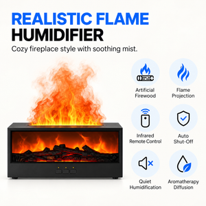 Fireplace Flame Humidifier - Aroma Diffuser with Remote Control and Timer