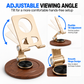 Aluminum & Walnut Wood Phone Stand - 360° Rotating Adjustable Desktop Holder