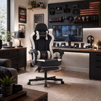 Desk Computer Gaming Chair - High Back Ergonomic Office Chair with Footrest and Lumbar Support, Swivel Comfy Home Gamer Video Game Chairs with Pocket Spring Cushion for Adults