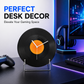 Vinyl Record Clock - Retro Mid-Century Glass Desk Clock for Gaming Room