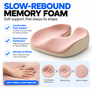 Hip Support Seat Cushion - Memory Foam Ergonomic Chair Pad for Sciatica & Posture