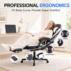 Desk Computer Gaming Chair - High Back Ergonomic Office Chair with Footrest and Lumbar Support, Swivel Comfy Home Gamer Video Game Chairs with Pocket Spring Cushion for Adults