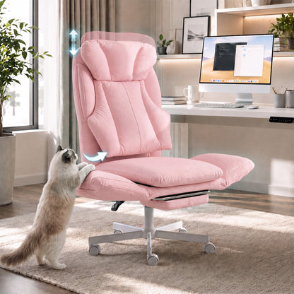 Ergonomic Fabric Office Chair with Retractable Footrest - Adjustable High Back Computer Chair