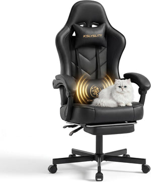 Desk Computer Gaming Chair - High Back Ergonomic Office Chair with Footrest and Lumbar Support, Swivel Comfy Home Gamer Video Game Chairs with Pocket Spring Cushion for Adults