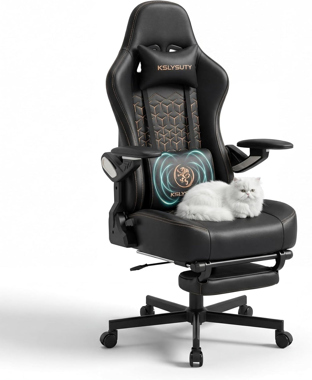 Ergonomic Gaming Chair for Adults - Big and Tall Desk Chair with Lumbar Support and Mechanical Arm Armrests, Comfortable Gamer Computer Chair, Gaming Chairs with Footrest