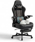 Ergonomic Gaming Chair for Adults - Big and Tall Desk Chair with Lumbar Support and Mechanical Arm Armrests, Comfortable Gamer Computer Chair, Gaming Chairs with Footrest