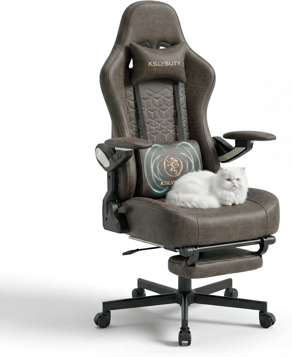 Ergonomic Gaming Chair for Adults - Big and Tall Desk Chair with Lumbar Support and Mechanical Arm Armrests, Comfortable Gamer Computer Chair, Gaming Chairs with Footrest