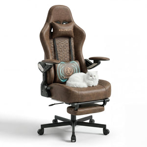 Ergonomic Gaming Chair for Adults - Big and Tall Desk Chair with Lumbar Support and Mechanical Arm Armrests, Comfortable Gamer Computer Chair, Gaming Chairs with Footrest