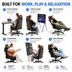 Ergonomic Gaming Chair for Adults - Big and Tall Desk Chair with Lumbar Support and Mechanical Arm Armrests, Comfortable Gamer Computer Chair, Gaming Chairs with Footrest