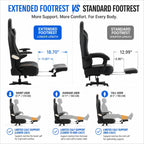 Ergonomic Gaming Chair for Adults - Big and Tall Desk Chair with Lumbar Support and Mechanical Arm Armrests, Comfortable Gamer Computer Chair, Gaming Chairs with Footrest