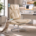 Kslsysuty fabric office chair with footrest in beige